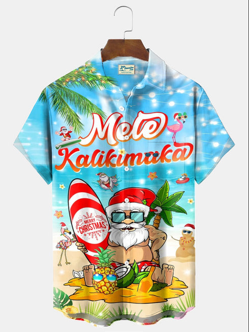 Men's Christmas Funny Graphic Short Sleeve Hawaiian Shirt